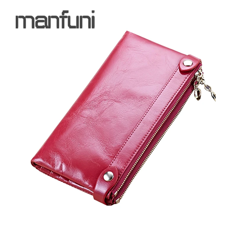 

New Women Clutch Long Wallet Genuine Leather Fashion Ladies Wallet Purse Bifold Zipper Big Wallets Female Card Holder Coin Purse