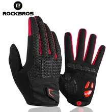 ROCKBROS-guantes de ciclismo con pantalla táctil, a prueba de viento, almohadilla de GEL para bicicleta de montaña, a prueba de golpes, guantes con dedos completos, Otoño e Invierno