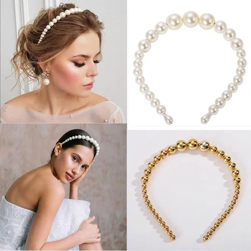 1PC Unique Hair Accessories Pearl Headband for Women Elegant Headband Wild Personality Fashion Pearl Girls Hair Headwear