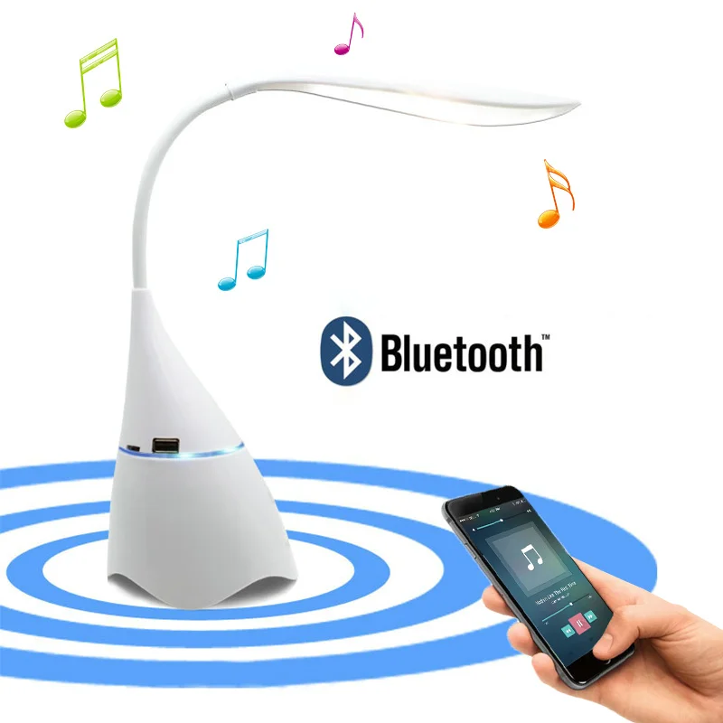 Беспроводная настольная лампа USB перезаряжаемая bluetooth колонка для чтения защиты