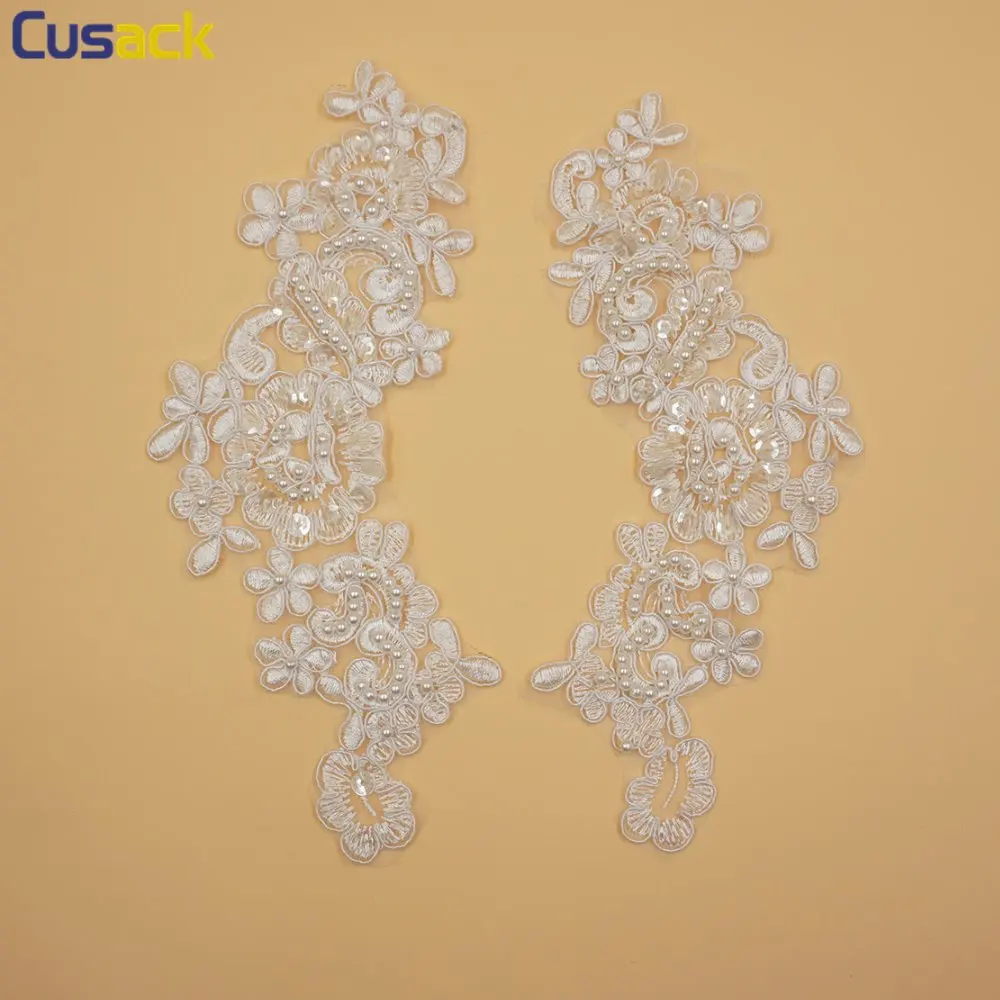 1 пара белых бусин с блестками Цветочная аппликация кружевная отделка для