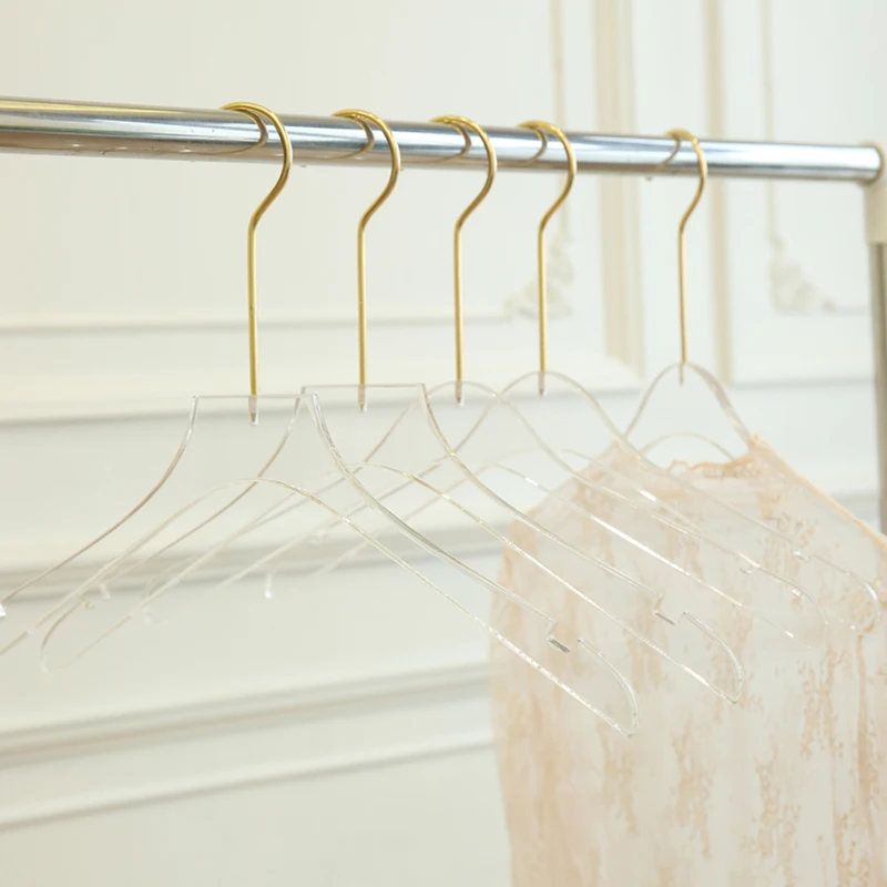 5 개/몫 고급 투명 아크릴 옷 걸이 가정용 호텔 플라스틱 바지 랙 플라스틱 크리스탈 코트 옷걸이