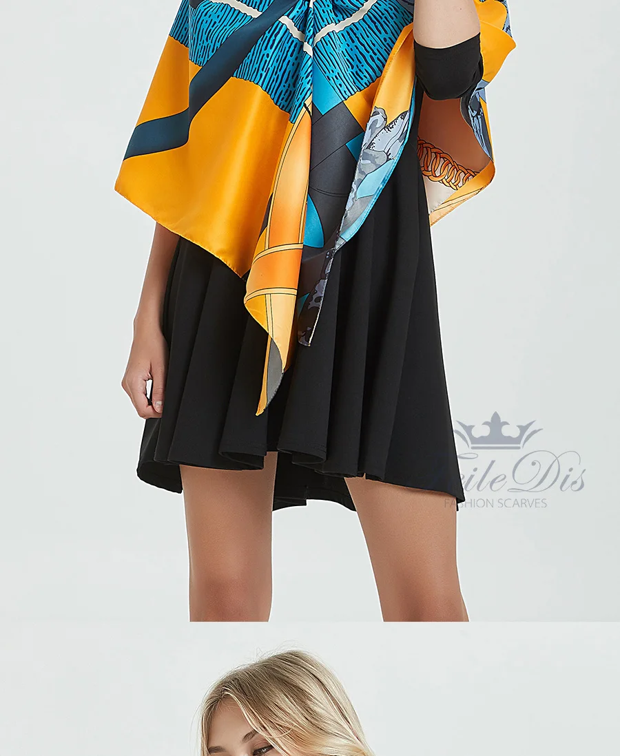 [FEILEDIS] Элитный бренд дизайн шелковый шарф Высокое качество дамы с шалью 130*130 см расширение Дамская шаль AS1212