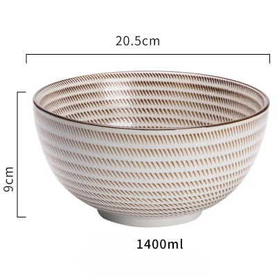 Японская классическая керамическая посуда Кухня суп лапша рисовая чаша 6 дюймов 8 дюймов Большая ramen миска ложка и чайная чашка - Цвет: D Big  bowl