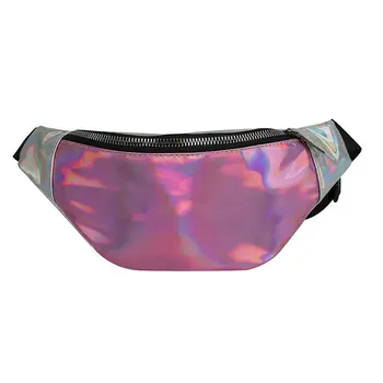 

New Women Fashion PU Leather Laser Pattern Waist Fanny Pack Bag Lady Portable Travel Zipper Belt Bum Hip Bag
