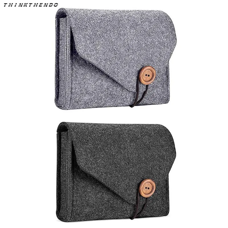 

THINKTHENDO Fashion New Unisex Felt Pouch Wallet Multifunction Power Bank Storage Case Bag For Data Cable Mouse Travel Organizer