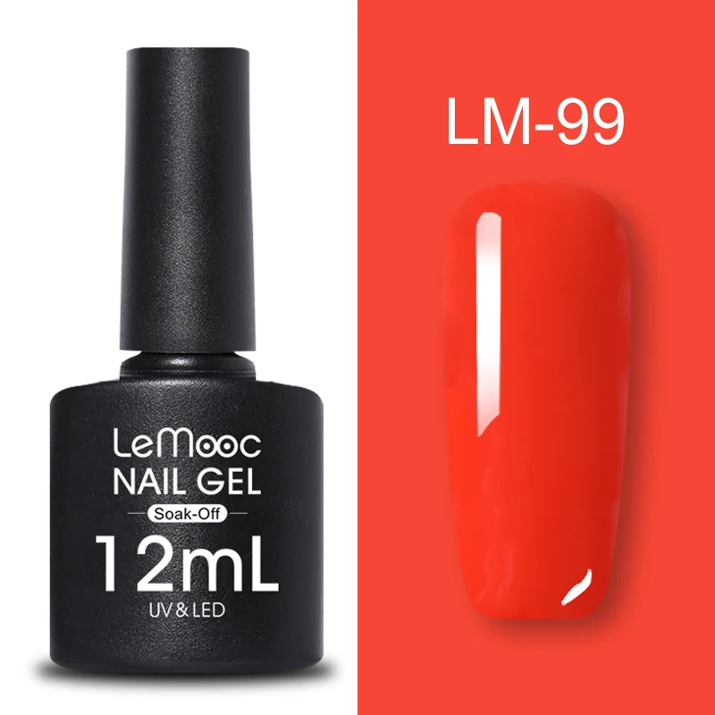 LEMOOC Гель-лак для ногтей 12 мл полуперманентный лак для ногтей Блестящий Гель-лак замачиваемый УФ Гель-лак для самостоятельного дизайна ногтей - Цвет: LM-99