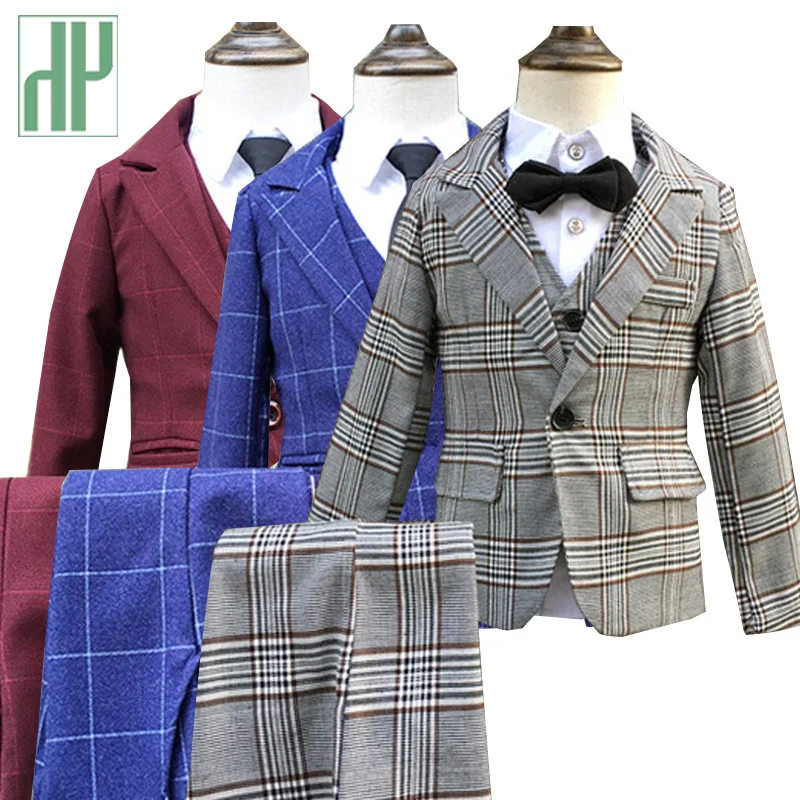 3pcs/set Boys suits for weddings grid Jackets Formal Coat+Pants+Vest children's suit baby boys blazer formal outfit kids tuxedo цена 3pcs/set Boys suits for weddings grid Jackets Formal Coat+Pants+Vest children's suit baby boys blazer formal outfit kids tuxedo цены онлайн