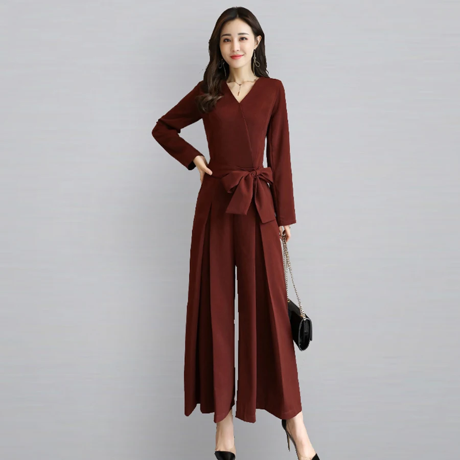 Wine Red Bandage Jumpsuit womanBlack Spandex Long Sleeve Bodies Woman Sexy Roupa Feminina Kombi Elegant Rompers Womens 70Q001