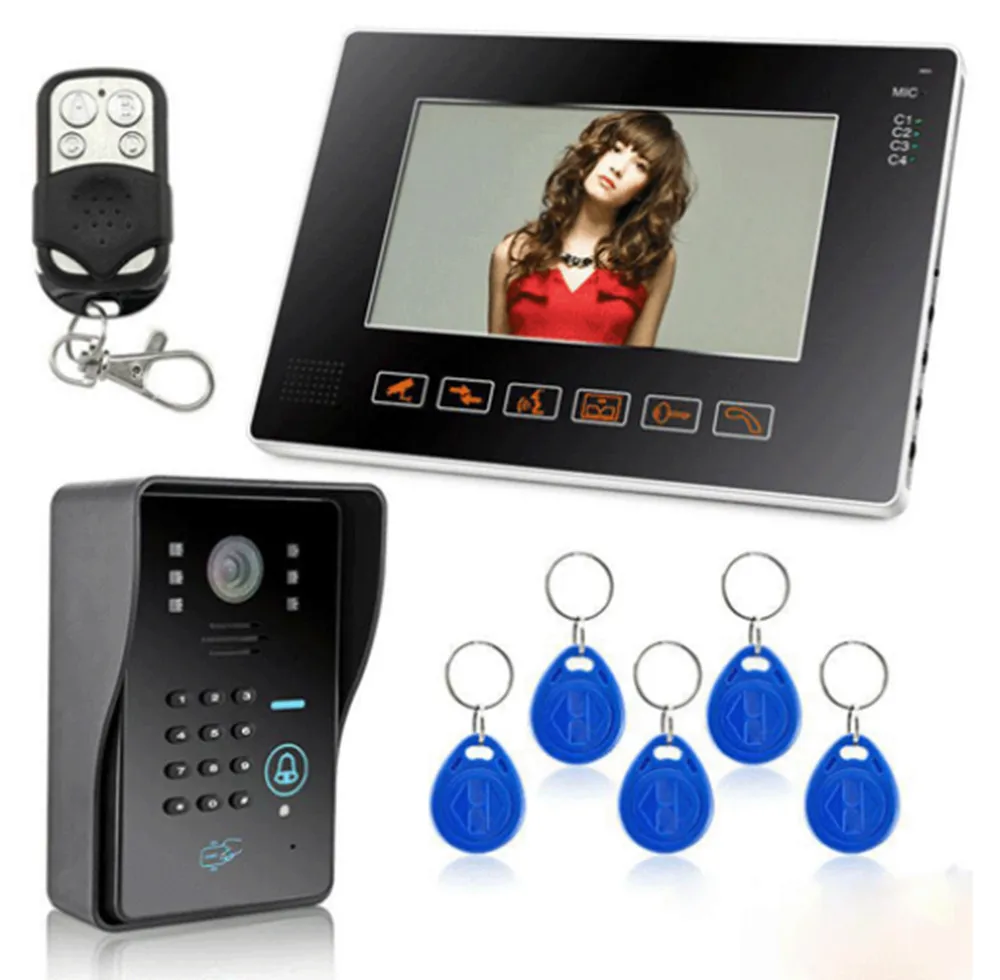 Best 7 Inch Wired Video Doorbell Two Way Intercom Rfid Keypad Remote Control Access Control Video Door Phone