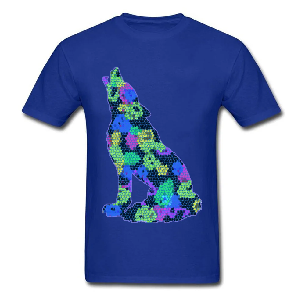 2018 Hot Sale Men Tops & Tees mosaic wolf Hip hop T-shirts 100% Cotton Short Sleeve Classic Tops Tees O-Neck Wholesale mosaic wolf blue