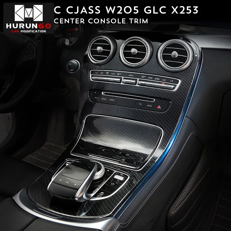 

For Mercedes Benz C class W205 2015-2017/GLC X253 2016-2017 Center Console Panel Decoration Cover Trim Carbon fiber color 2pcs