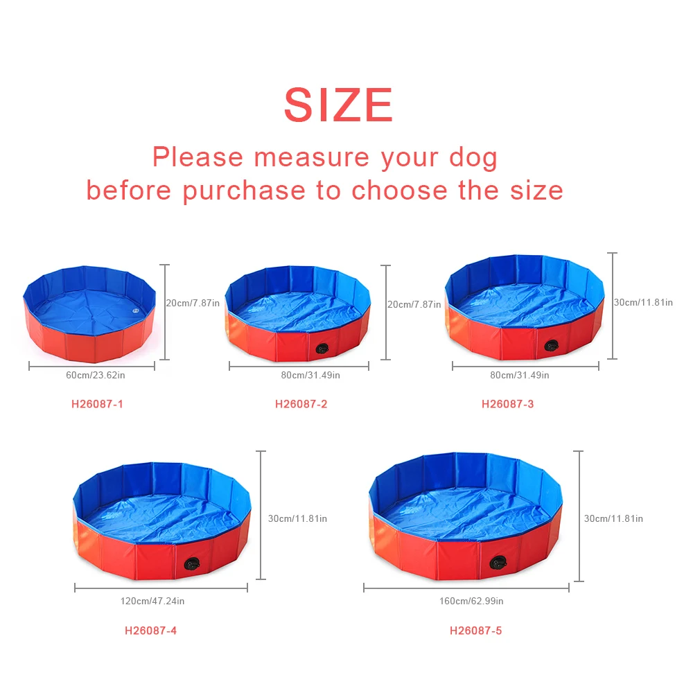 New 1pc Foldable Dog Pool Pet Bath Swimming Tub Collapsible Bathing Pool for Dogs Cats Kids Dog Pool