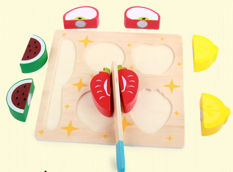 Деревянная кухонная игрушка с фруктами овощи десерт детская кухонная игрушка еда Ролевые Игры Головоломка Развивающие игрушки для детей