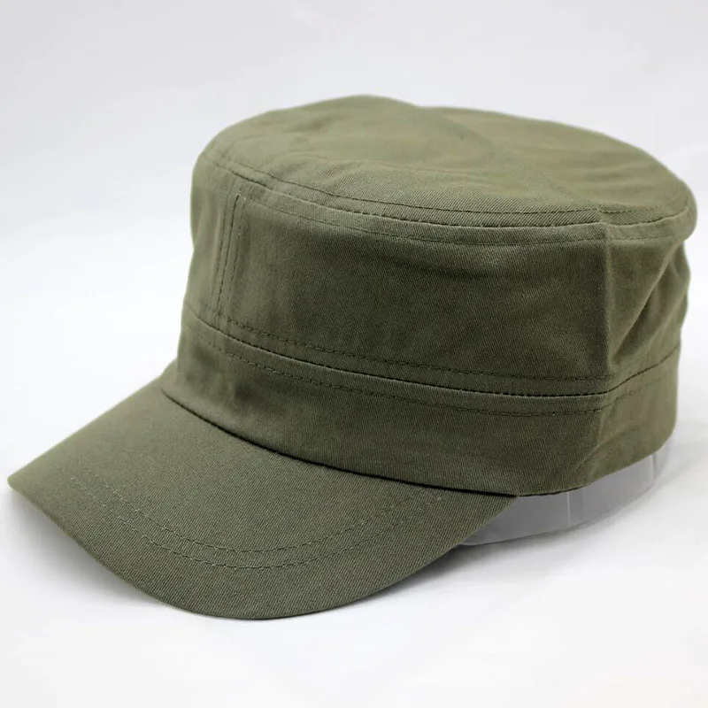 Bingyuanhaoxuan Новинка весны простой сплошной тяжелый хлопок крышки шляпу с плоским верхом Для мужчин Для женщин Регулируемый Охота армии Бейсболки hat - Цвет: Army Green