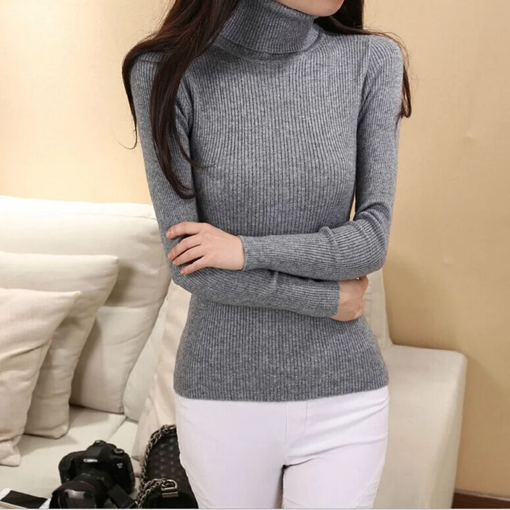 

2017 New Women Candy Turtleneck Pullover Ladies sweaters Shirt Hot Sale Wool knitted sweater Female Warm Tops Qulity Clothing