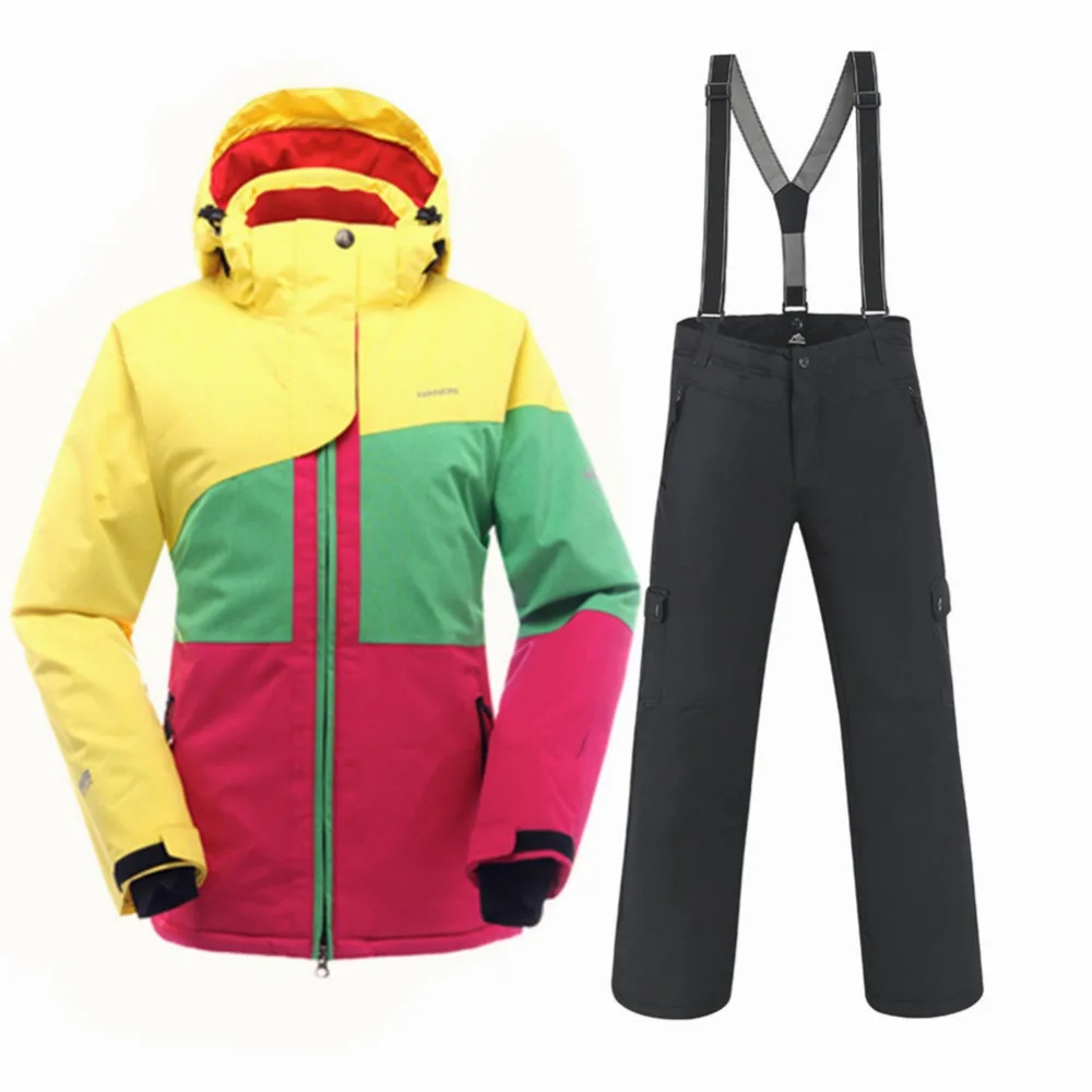 

SAENSHING Mountain Skiing Suit Women Ski Suit Waterproof Thicken Warm Ski Clothing Patchwork Women Snow Suits Snowboarding Suits