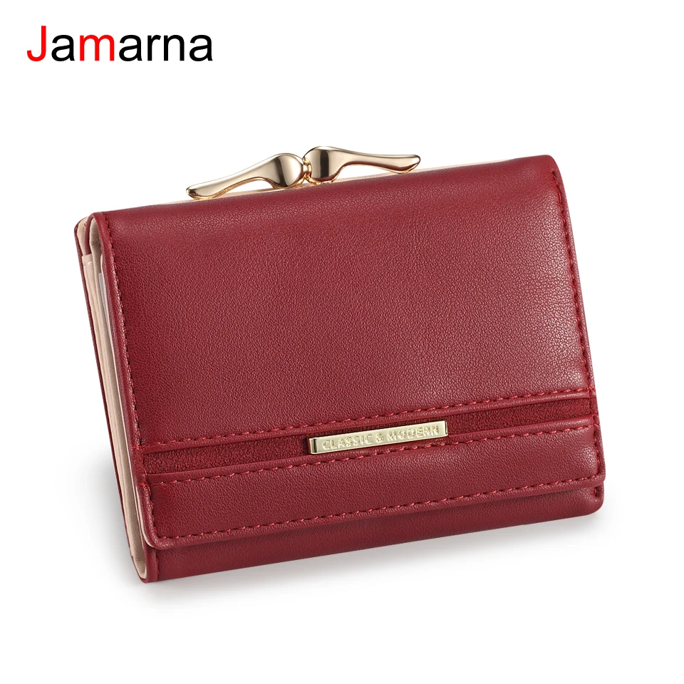 Jamarna Wallet Female PU Coin Purse Clasps Small Wallet Purse Women Red Slim Wallet Card Holder ...