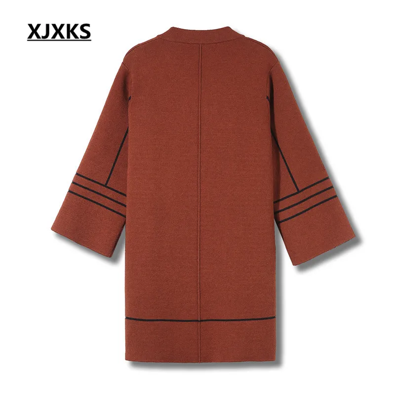 XJXKS, Женская Весенняя верхняя одежда, кардиган, вязаный трикотаж, для мамы, 4 цвета, размера плюс, свитер больше размера d, вязаные кардиганы 8008