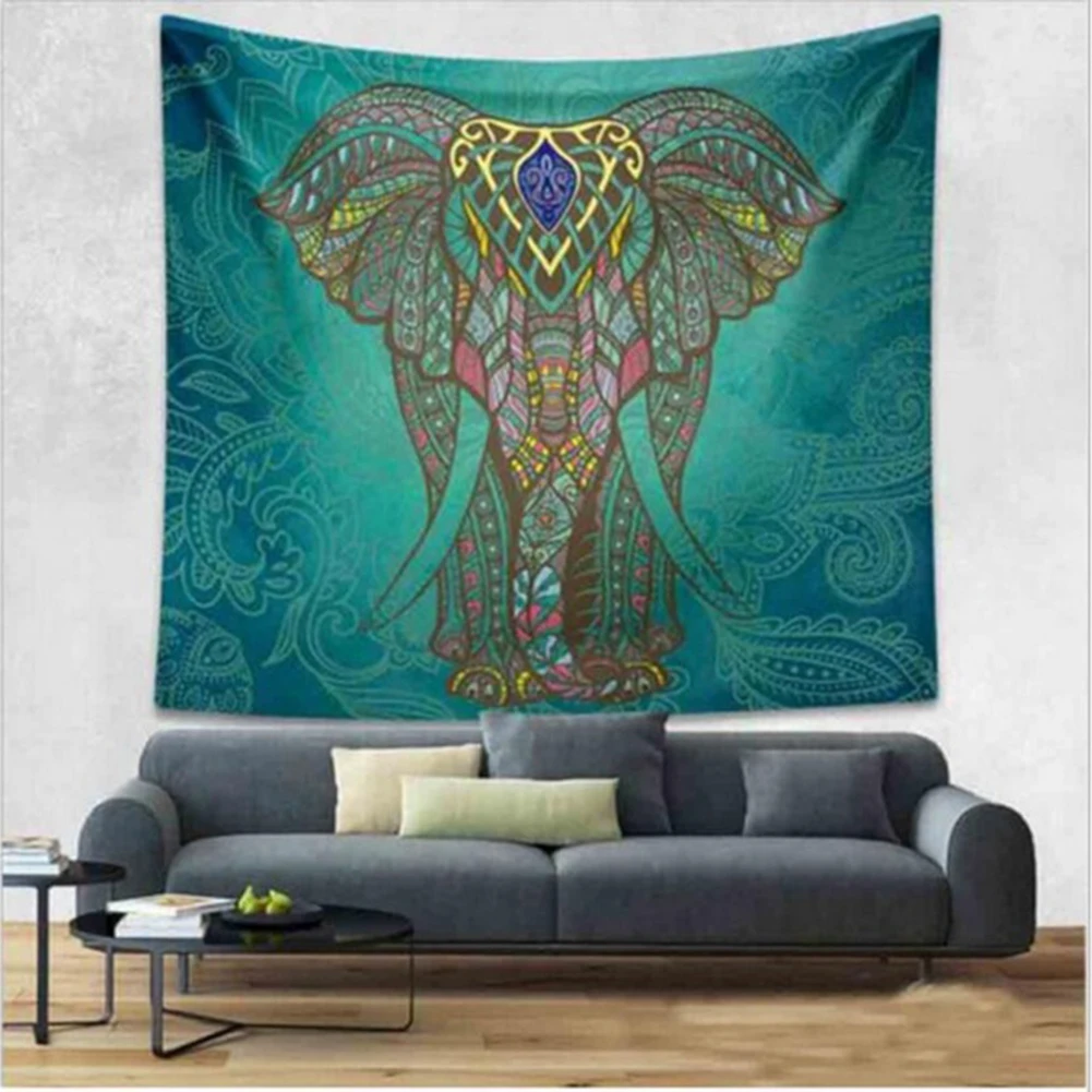 130/210x150 см гобелен со слоном, настенный, цветной, с принтом, для домашнего интерьера, богемная мандала, гобелен, декор в общежитии, Настенный Ковер