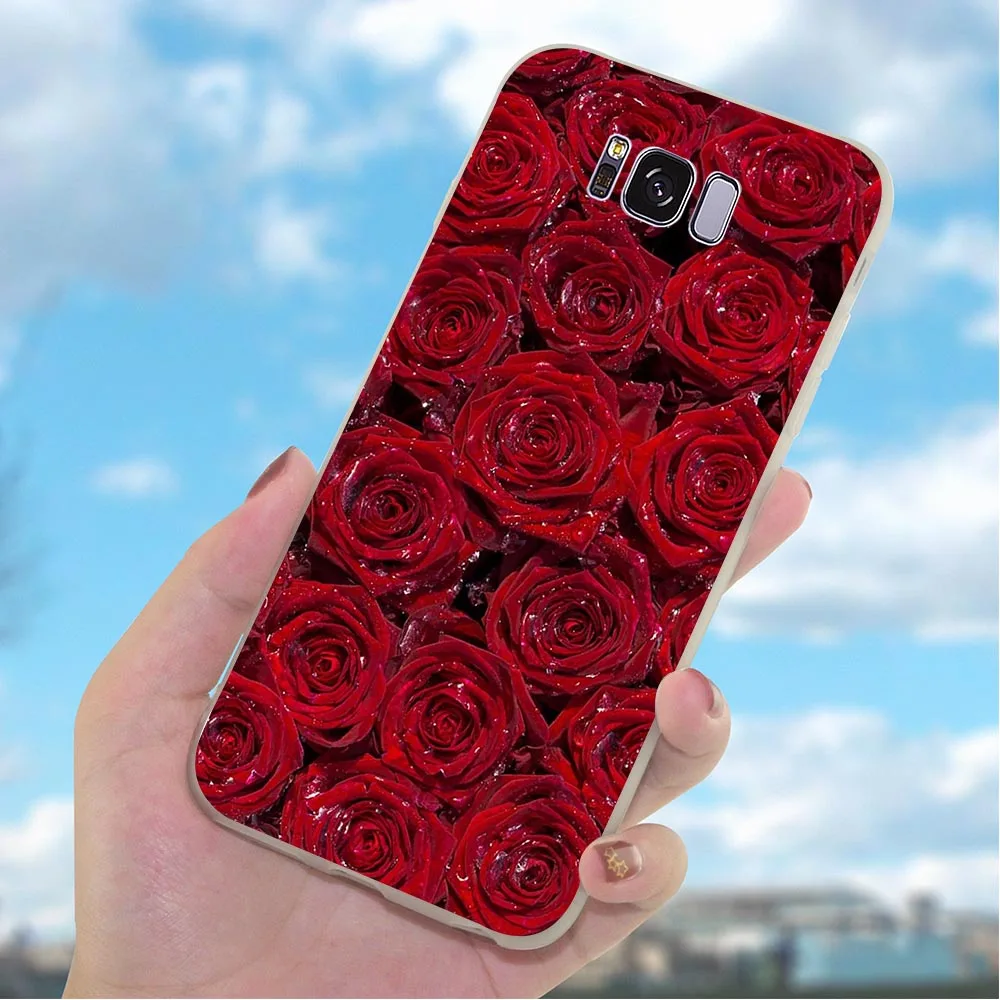 

Phone Cover for Galaxy A6 2018 Case A5 A7 A8 A9 A10 A20 A30 A40 A50 A70 Samsung J3 J5 J6 J7 EU The Blue Red Rose Flowers