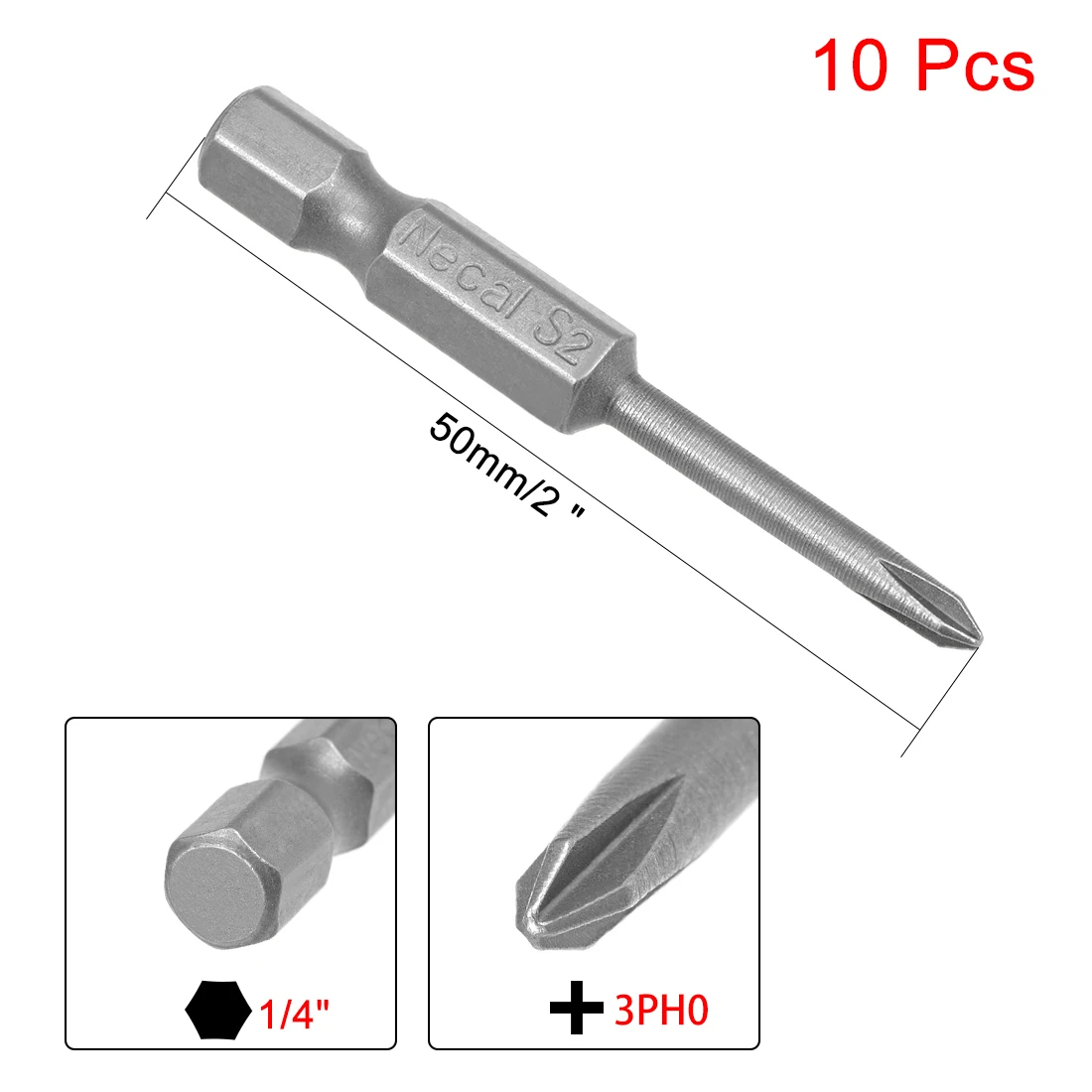 UXCELL 10 шт. 1/" Шестигранным хвостовиком Phillips 1,6/2,5/2/3,5/3 мм PH00 PH0 PH1 Магнитная отвертка S2 насадки для отвертки 50 мм Длина