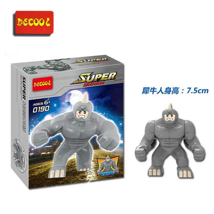 Decool 0190 Building Blocks Super Heroes The Avengers Action Figures diy Toy Big Lazy Rhino Figure Bricks Toy Gifts Decool 0190 Building Blocks Super Heroes The Avengers Action Figures diy Toy Big Lazy Rhino Figure Bricks Toy Gifts