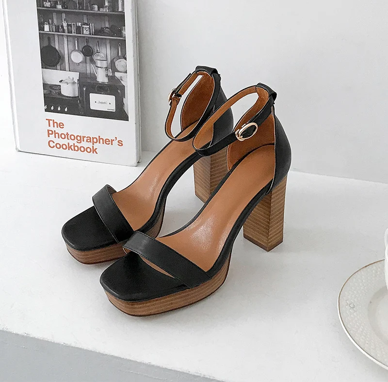 SARAIRIS/2019 натуральная кожа кожаные сандалии высокий толстый каблук Классическая обувь женские элегантные вечерние женские сандалии женская