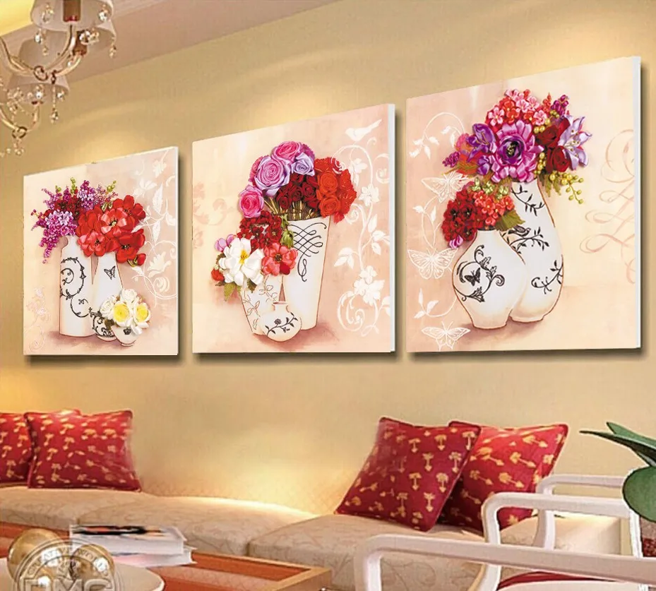 50x50cm 5D flowers Ribbon embroidery kit stain painting set handcraft DIY handmade needlework art home decor | Дом и сад