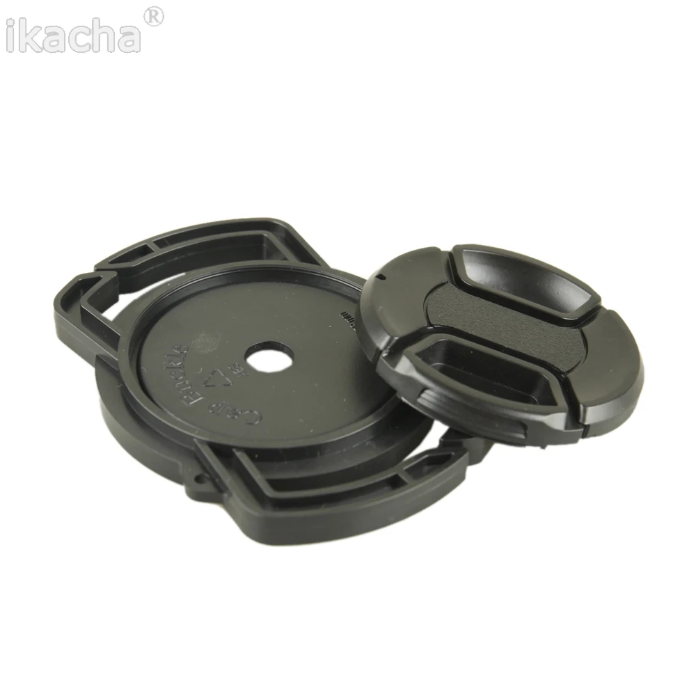 2 in 1 Universal 40.5 43 49 52 55 58 62 67 72 77 82mm Lens Cap + Buckle Protection Cover For All Camera | Электроника