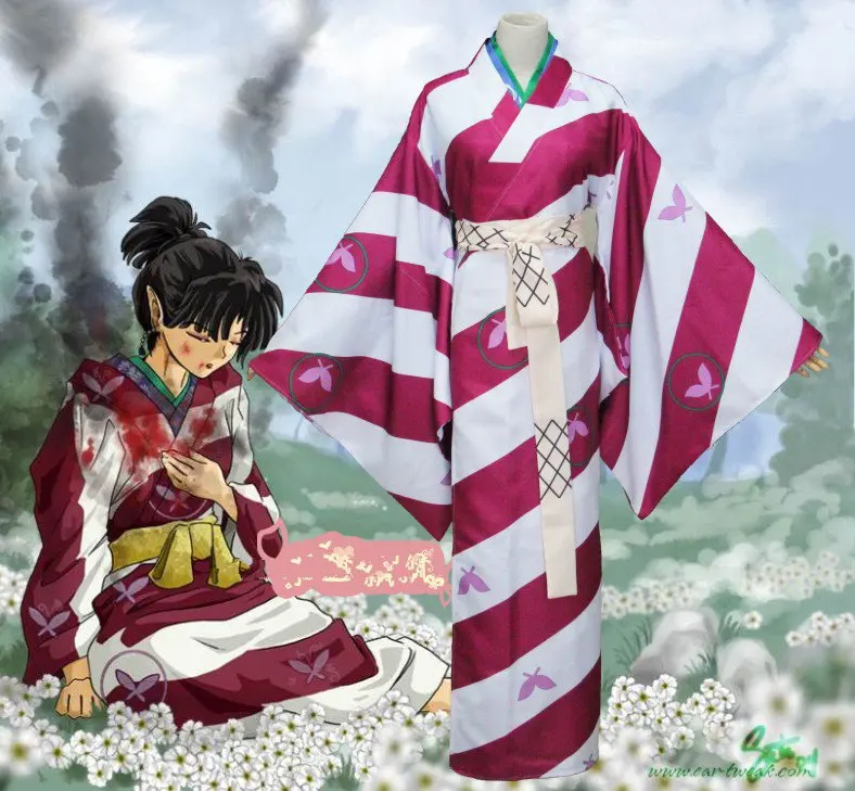 Костюм кимоно Inuyasha Kagura костюм для косплея с открытой веревкой узлом и