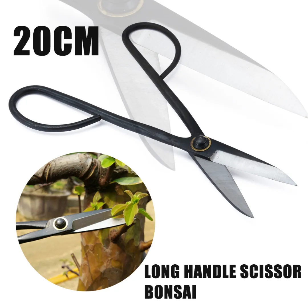 Mayitr 200mm 8" Black Steel  Bonsai Scissor Beginner Household Bonsai Tool Long Handle Scissors  For Garden Plant Pruning Tools
