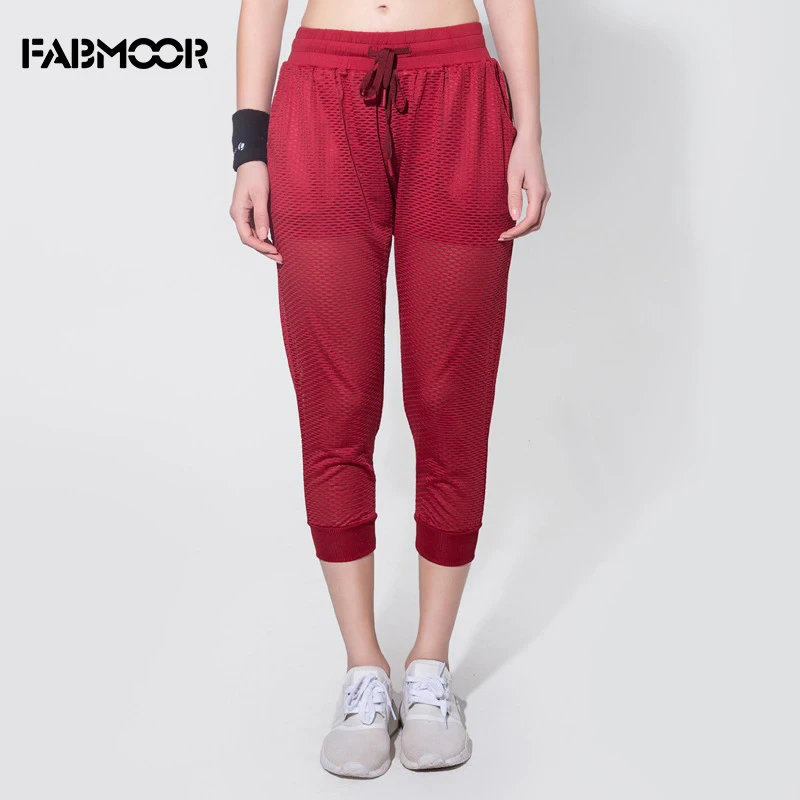 FABMOOR Mesh Running Pants Women Summer Cool Fabric Fitness Dance