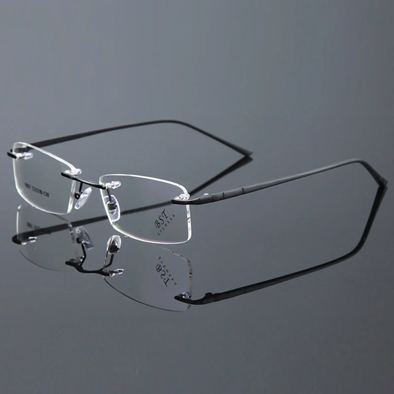 Ceny Belmon ramka do okularów mężczyźni Rimless okulary komputerowe recepta optyczne męskie okulary okulary z przezroczystymi szkłami rama RS739