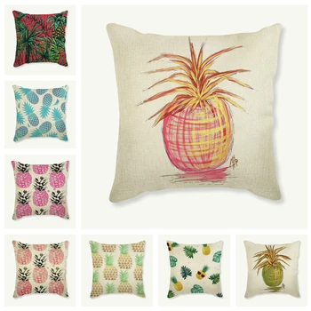 

Pineapple Pillow Case 45x45 cm Decorative Cotton Linen Cushion Cover Sofa Car Square Pillowcase Home Decor Almofadas Fundas