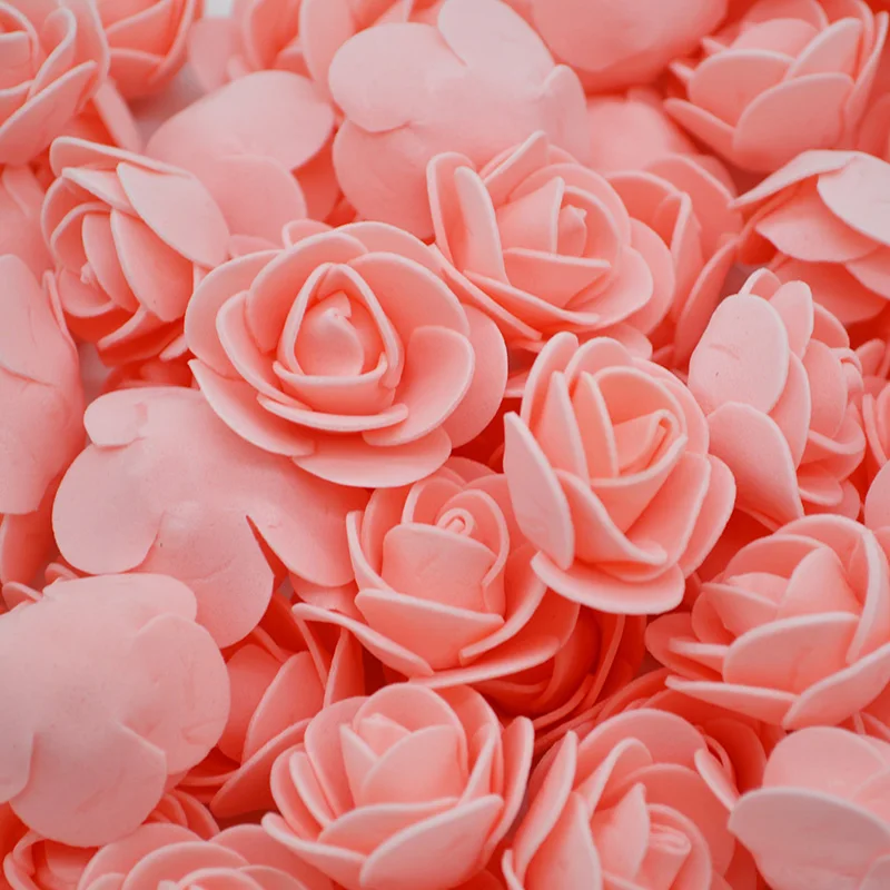 Белая Роза медведь Пена Цветок Медведь DIY розы Teddi медведь цветы для свадебной вечеринки подарок ремесло день матери цветок подарок на день рождения - Цвет: 100pcs peach