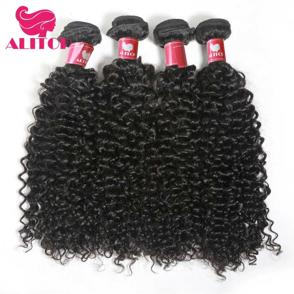 

ALITOP Hair Deep Wave Human Hair Bundles With Closure 4 pcs/lot Brazilian Hair Weave Bundles With Closure Remy Hair Extension