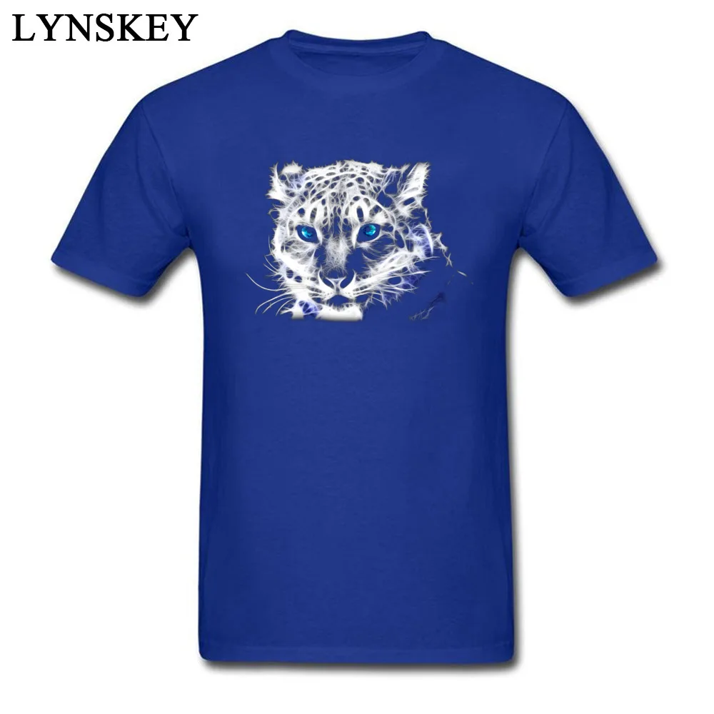 Casual Men's Snow Leopard Fractal T-shirts Coupons Summer Autumn Short Sleeve Round Collar 100% Cotton Tops T Shirt Printing Tee-Shirts Snow Leopard Fractal blue