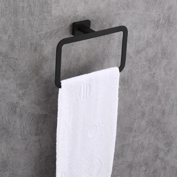 

MTTUZK gold stainless steel bathroom square towel ring black bathroom towel hardware pendant Towel Rack Bathroom Accessories