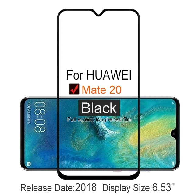 2 шт.,, полное покрытие, закаленное стекло для huawei mate 20, 9 H, защита экрана, защитная пленка, чехол для HMA L29, L09, стекло - Цвет: Mate 20 Black