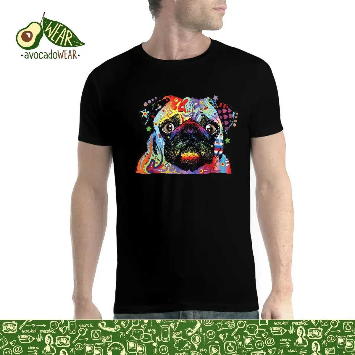 Мужская футболка с принтом мопса Love My Dog XS 5XL новая уличная одежда забавным хип