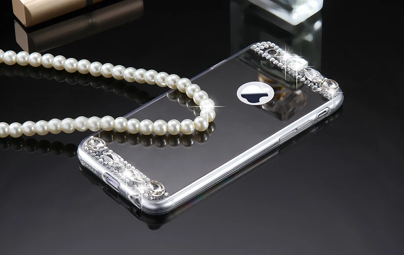 6S 7 Plus Luxury Diamond Glitter Mirror Case For Apple iPhone7 Plus 6 6s Plus 5 5S SE Dual Layer Bling TPU Slim Clear Back Cover (1)