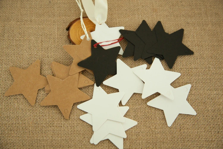 

500pcs 6*6cm Pentagram Brown Kraft Paper Price Tags DIY Gift Tags For Handmade Cake/clothing/Wedding/Party Gift Bags/boxes