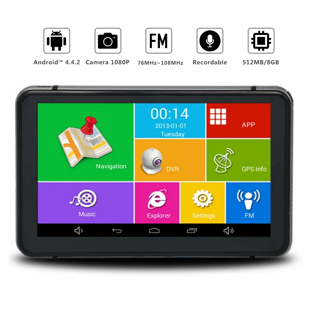 7 inch Car DVR GPS Navigation Android 1080P DVR Recorder 512Mb 8Gb Truck Vehicle Gps Navigator With Rear View Camera Free Maps 7 inch Car DVR GPS Navigation Android 1080P DVR Recorder 512Mb 8Gb Truck Vehicle Gps Navigator With Rear View Camera Free Maps