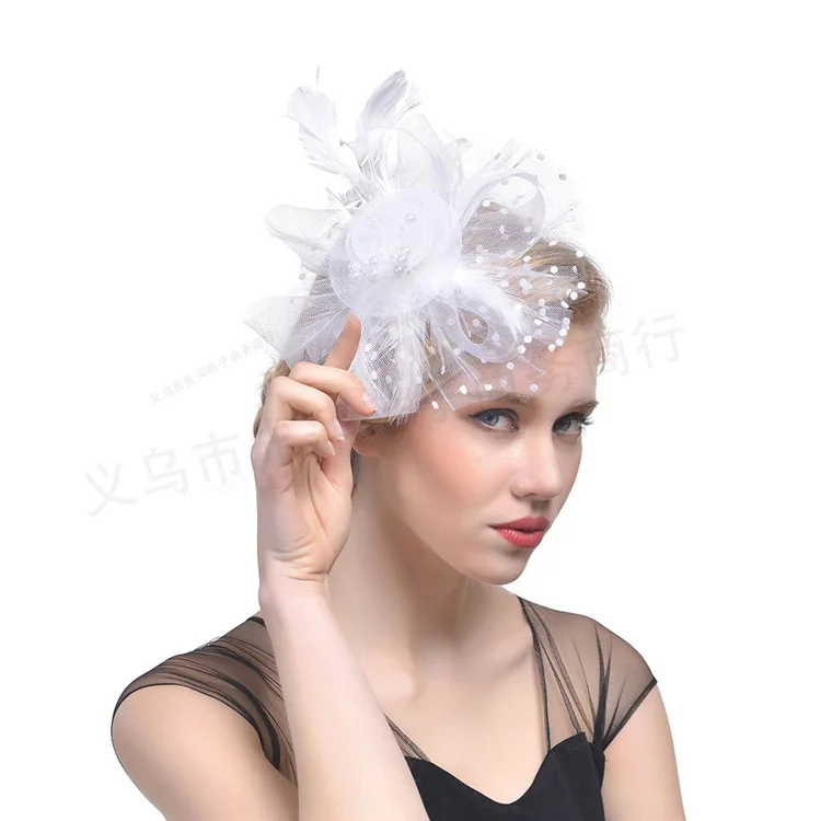 Ручная работа перо Марля невесты головной убор шпилька, шляпка танец украшение для волос Смешанные 8 цветов