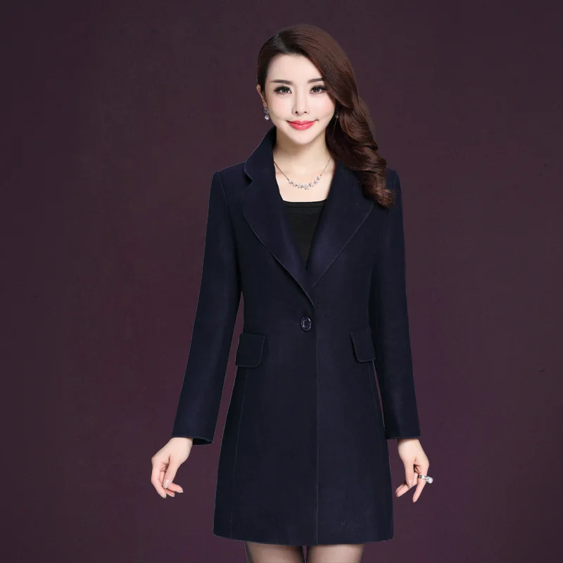 Mode Lady 1 Solide À Affaires Vestes Outwear La 2 D'hiver 2018 Femelle Taille Dames Plus Col Office Unique Revers Bouton 4 Manteau De Laine Nouvelles 3 6qanX8B