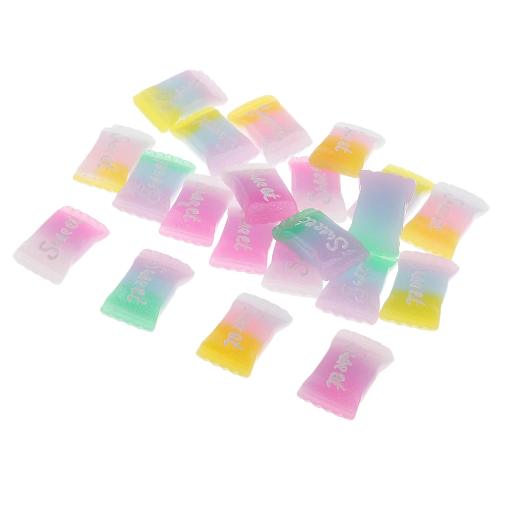 20 Pieces Kawaii Cute Candy Resin Flatback Cabochons Buttons Scrapbooking Slime Charm DIY Embellishment Crafts (2.2 x 1.5cm)