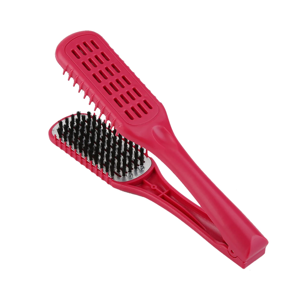 Ceramic Straightening Comb Double Sided Brush Clamp Hair Hairdressing Natural Fibres Bristle Hair Comb Hairstylig Tool