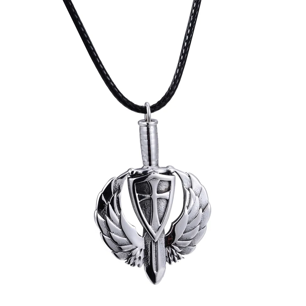 

Fashion Jewelry Stainless Steel Necklace Sword With Angel Wings Cross Pendant Necklaces For Men High Quality Jewelry