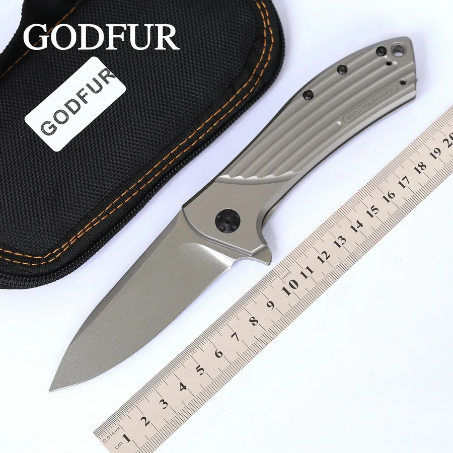 

GODFUR ZT 0801 Ball Bearing Tactical Folding Knife D2 Blade Titanium Handle Camping Hunting Survival Knives Outdoor EDC Tools